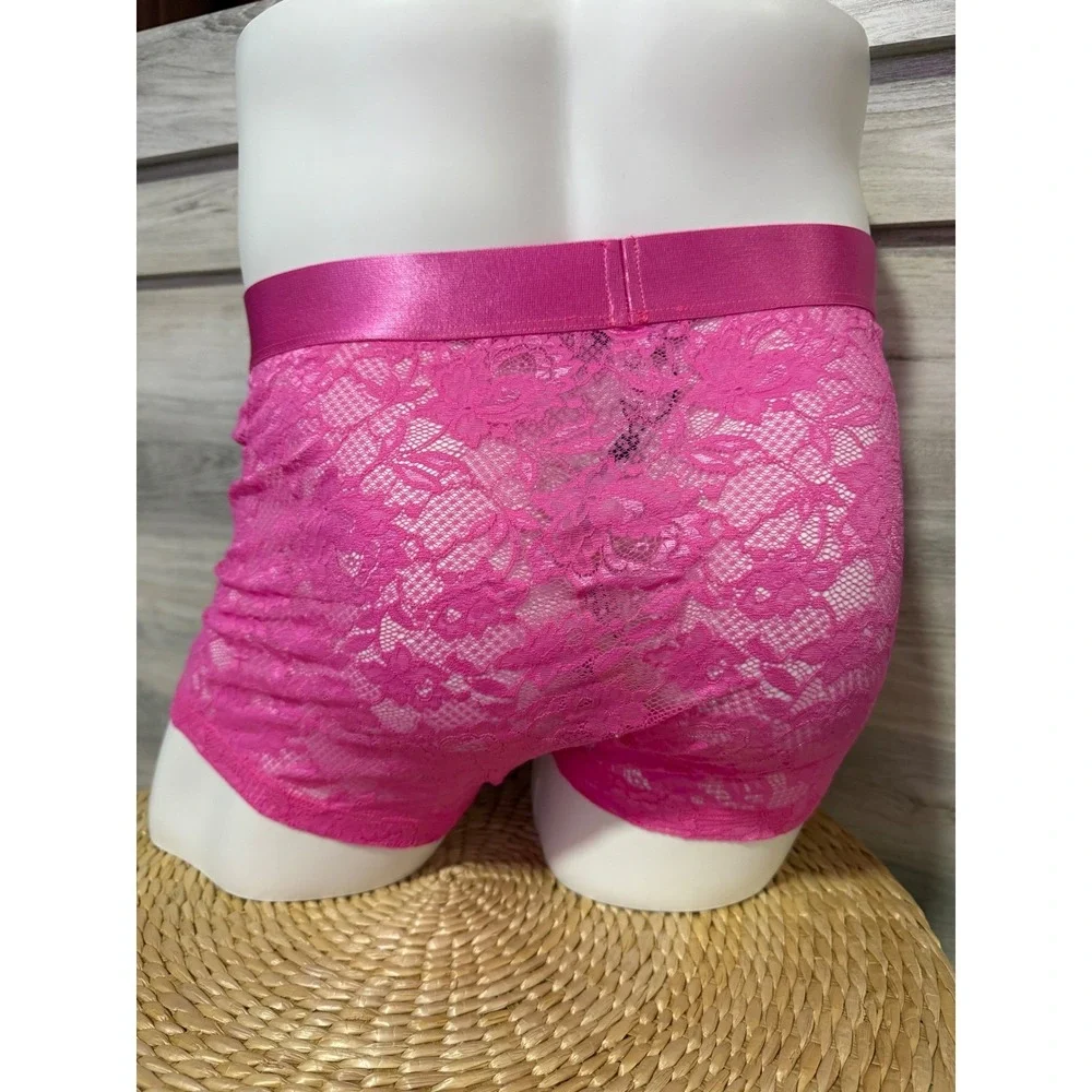 Cosabella Men's Never Say Never Hot Pink Lace Boxer Trunk Size XL‎